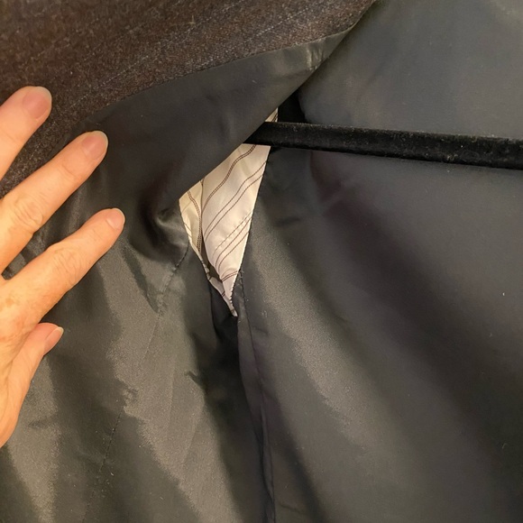 Theory wool blazer brown and grey with blue pinstripe bergdorf goodman sz 2 - Picture 6 of 7